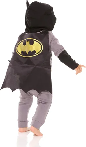 Vista 11 de DC Comics Disfraz de superhéroe para bebé, body con cremallera y capa, disfraz de Superman para bebé y disfraz de Batman para bebé