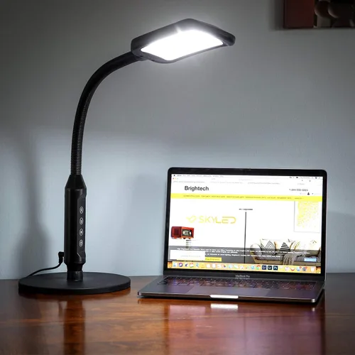 Vista 7 de Brightech Litespan - Lámpara LED de pie y escritorio 2 en 1, altura ajustable, sombras, cuello, luz esteticista para pestañas, lámpara de pie
