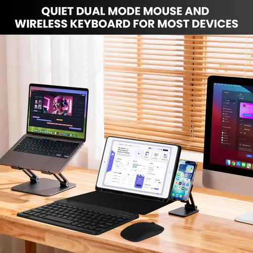 Vista 8 de SOPPY Funda con teclado Bluetooth con mouse para iPad de 6ª/5ª generación, iPad Pro de 9.7 pulgadas, Air 1/2, teclado inalámbrico desmontable
