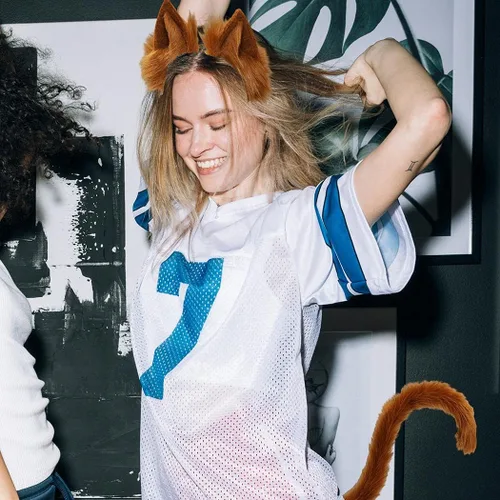 Vista 7 de Vivilly Fox Cat Ear and Tail Accesorios Cosplay de Halloween para mujeres y niñas