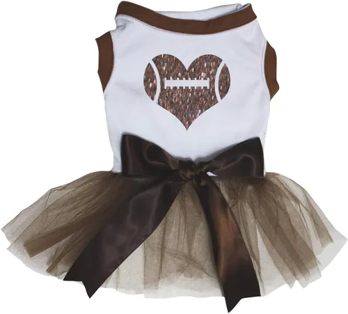Vista 3 de Petitebella Rugby Heart - Vestido para perro (marrón/marrón, talla XS)