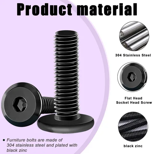 Vista 3 de Taiss 10 piezas de tornillos de cabeza hexagonal de 5/16-18x1, pernos para muebles, tornillos para muebles de acero inoxidable 304, pernos de 1/4