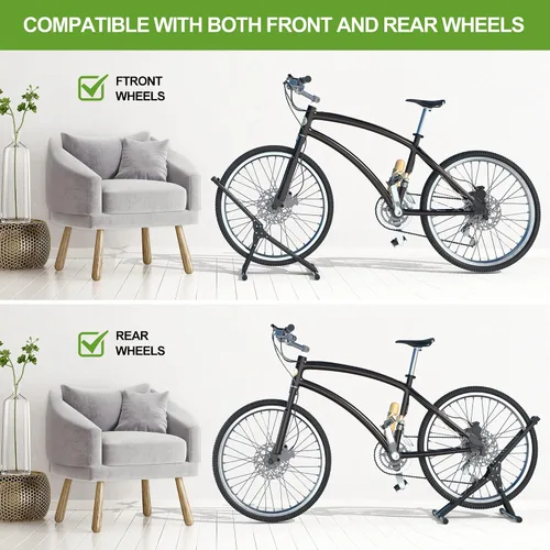 Vista 6 de RELIANCER Soporte de almacenamiento ajustable para bicicletas, estante de estacionamiento para bicicletas, soporte de rueda de bicicleta estable