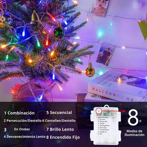 Vista 2 de Paquete de 2 tiras de 200 luces LED a pilas, luces parpadeantes multicolor Varios