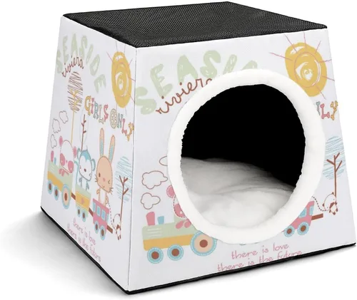 Vista 10 de Cama para gatos y gatos, sofá impreso con almohada pequeña para gatitos, perros pequeños, mono de fútbol
