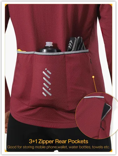 Vista 5 de BERGRISAR Camiseta de ciclismo de manga larga para hombre, camiseta de ciclismo de carretera para primavera, otoño, ciclismo, montaña, MTB