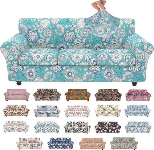 Vista 38 de Fundas elásticas para silla, fundas elásticas para sillón de 2 piezas, fundas de sofá lavables con diseño floral para sillón, protector de muebles