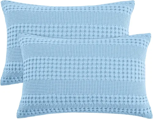 Vista 20 de PHF Fundas de almohada 100% algodón con tejido de gofre de 24 x 24 pulgadas, paquete de 2 fundas cuadradas para decoración elegante del hogar, sin