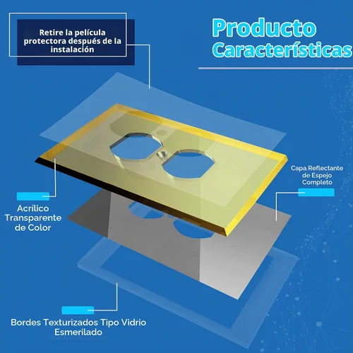 Vista 5 de LIDER Placa de pared dúplex para receptáculo, cubierta de salida con espejo, de gran tamaño, 1 cuadrilla Dorado