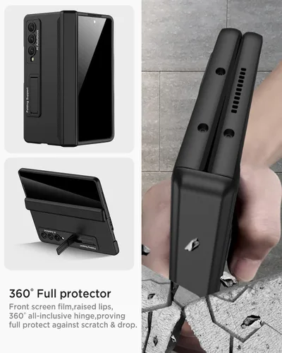 Vista 4 de Miimall Funda para Samsung Galaxy Z Fold 4 con protector de pantalla de privacidad, soporte ajustable integrado y protección magnética de bisagra