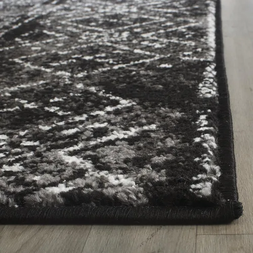 Vista 4 de SAFAVIEH Alfombra de área 8x10 - Colección Adirondack - Grande - Negro y plateado, diseño marroquí bohemio, no suelta pelusa y fácil de limpiar