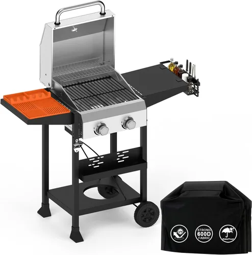 Vista 10 de 3-Burner Propane Gas Grill, 36000 BTU for BBQ,Portable with Wheels&Hood Even& powerful heat distribution with independent control,folding side