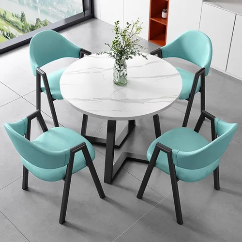 Vista 17 de YVYKFZD Office Reception Room Club Table, Round Conference Table, Simple Kitchen Dining Table Set with Metal Legs, Small Conference Room Table and
