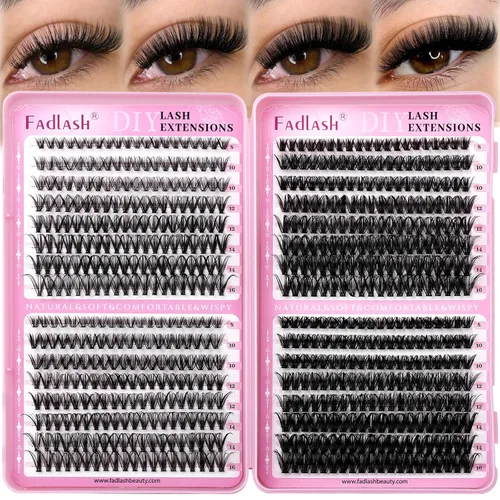 Vista 12 de Extensiones de racimos de pestañas con bandeja grande, pestañas individuales 10D 20D, mezcla natural, suave, C Cur negro, imitación de visón