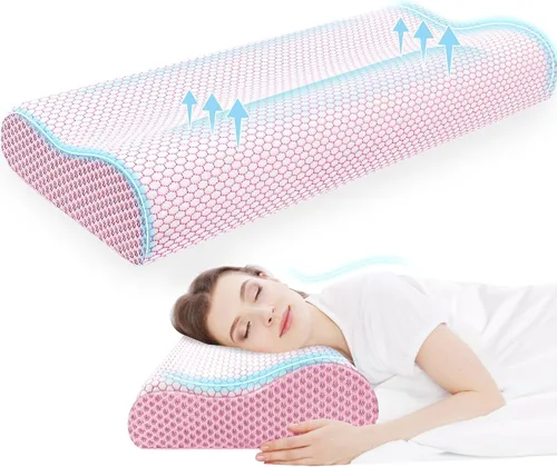 Vista 12 de CloudBliss Almohada cervical ergonómica para dormir, almohada cervical cervical para aliviar el dolor de cuello, almohada de espuma viscoelástica