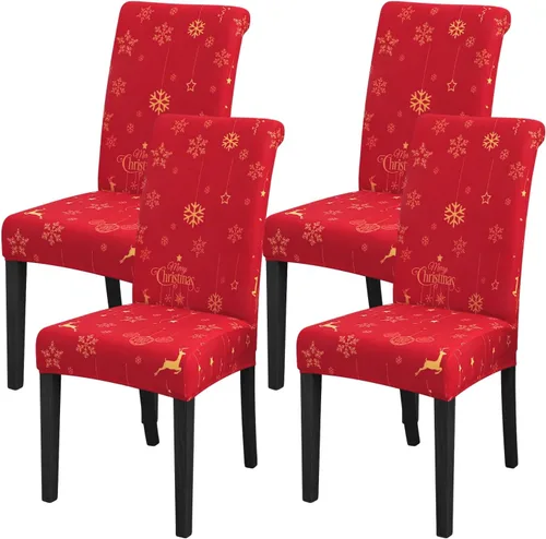 Vista 24 de FORCHEER Juego de 4 fundas para sillas de comedor para comedor, fundas elásticas para sillas de comedor y cocina, lavables y extraíbles