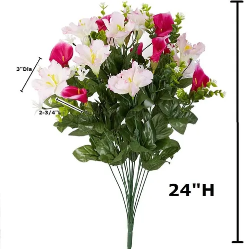 Vista 2 de Factory Direct Craft Beauty Pink - Ramo mixto de calas y lirios artificiales para decoración de Pascua y exhibiciones de primavera Rosa de belleza