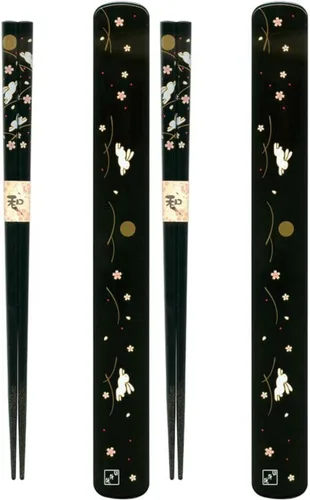 Vista 4 de Ryu Mei 058016 - Caja y juego de palillos japoneses, color negro