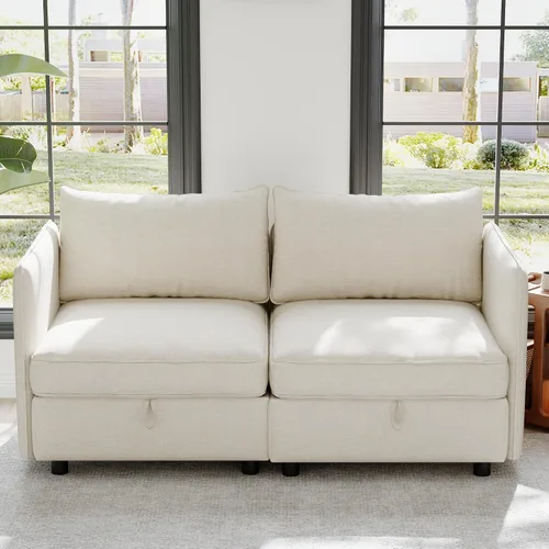 Vista 17 de ERYE Sofá modular de 68 pulgadas con asiento profundo, sofá modular de almacenamiento con respaldo y reposabrazos de combinación gratuita, sofá