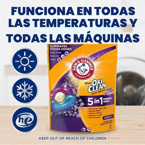 Vista 8 de ARM & HAMMER Plus OxiClean With Odor Blasters - Paquete de detergente