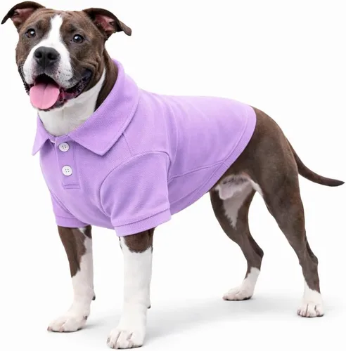 Vista 9 de lovelonglong Polo básico para perro, de algodón de primera calidad, para perros grandes, medianos y pequeños, con cuello de dos botones, color Negro