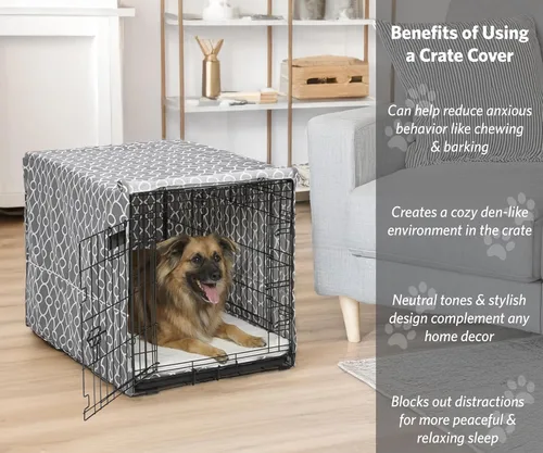 Vista 20 de MidWest Homes for Pets Funda para jaula para perros pequeños con protector de tela Teflon, funda de privacidad de poli-algodón para perrera que se