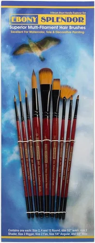 Vista 9 de Creative Mark Ebony Splendor - Brocha sintética de mango corto para pintura de marta sintética, Rigger # 0, pelo multifilamento, pinceles de pintura