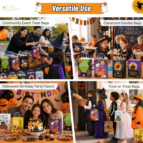 Vista 7 de Shintop 16 bolsas de regalo de Halloween con asas, bolsas de regalo