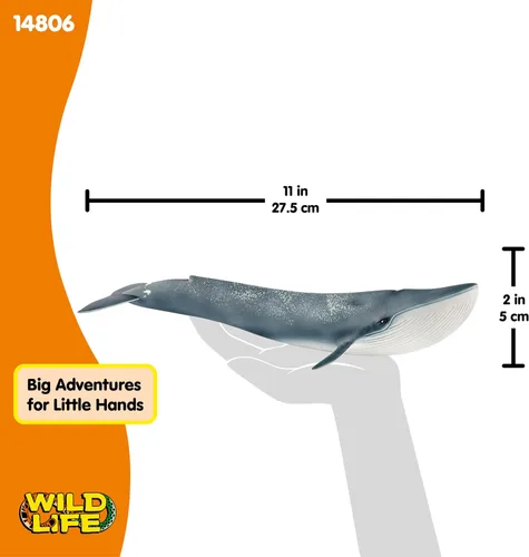 Vista 6 de Schleich Wild Life - Figurina realista de ballena azul, juguete de animal acuático auténtico y altamente detallado, duradero para la educación