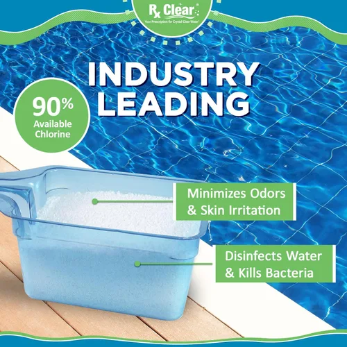 Vista 4 de Rx Clear Cloro granular para piscina de 2 libras Uso como bactericida, algicida y desinfectante en piscinas, jacuzzis y spas Estabilizado