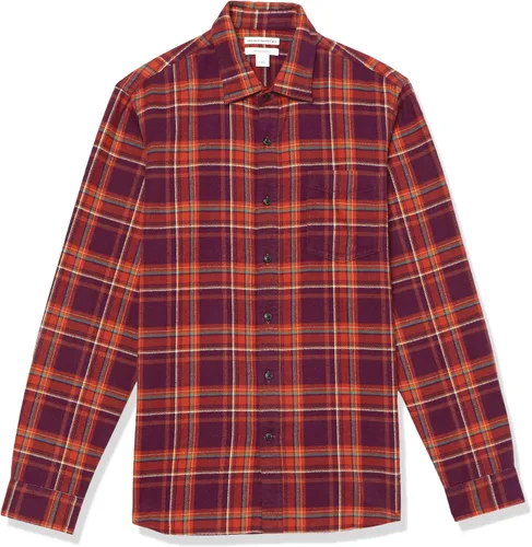 Vista 14 de Amazon Essentials Camisas de franela de manga larga para hombre, corte ajustado, a cuadros con botones
