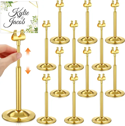 Vista 15 de Kathfly Juego de 12 soportes negros para números de mesa, ajustables, de metal, con clip de arpa, soporte de tarjeta desmontable para bodas