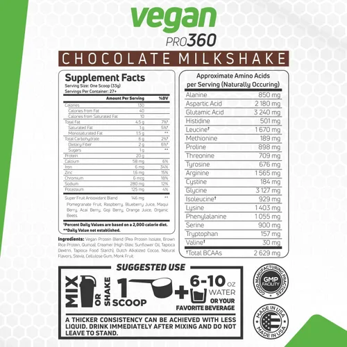 Vista 3 de Forzagen Proteína Vegana 360 2 Libras 27 Porciones, Proteína a Base de Plantas Extraída de Quinua, Arroz Integral y Proteína Aislada de Guisante