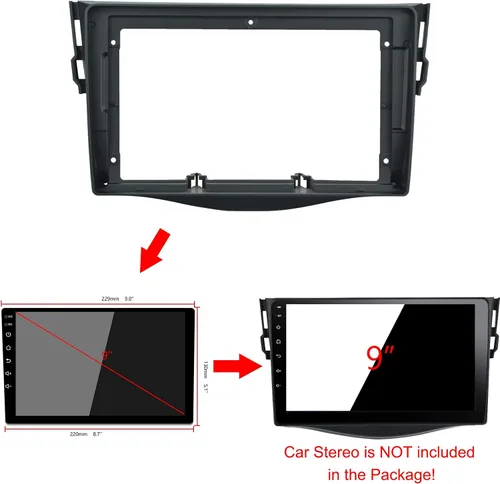 Vista 6 de Kit de montaje de montaje de 9 pulgadas con marco de tablero estéreo para coche, con arnés de alimentación, cable compatible con Toyota RAV4 2006 07
