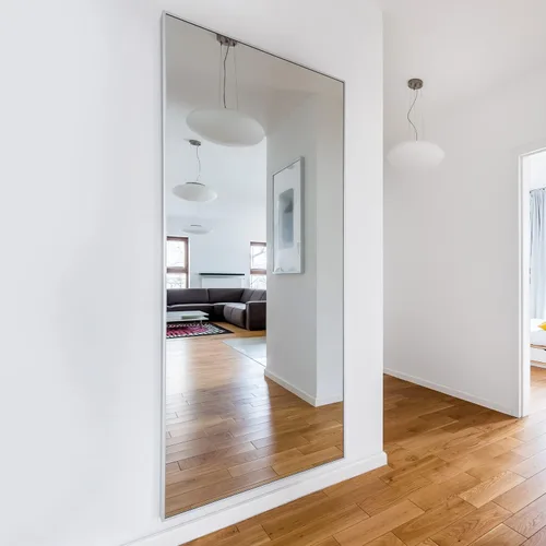 Vista 8 de Paneles de espejo de corte personalizado a tu tamaño exacto – Vidrio sin marco de 1/4 o 1/8 pulgadas de grosor para pared de baño, tocador