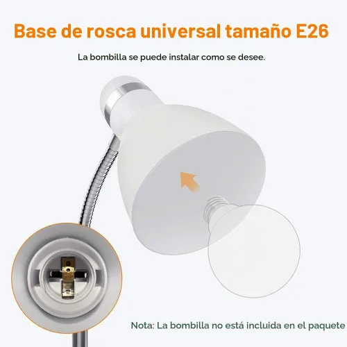 Vista 3 de LEPOWER Lámpara de pie, lámpara de pie de metal con cuello de cisne ajustable para dormitorio Blanco