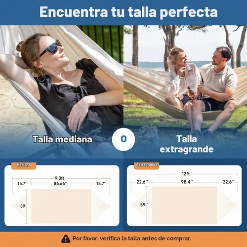 Vista 5 de SUNCREAT Hamaca de camping de lona para 2 personas, hamaca doble de viaje, capacidad de 475 libras, natural