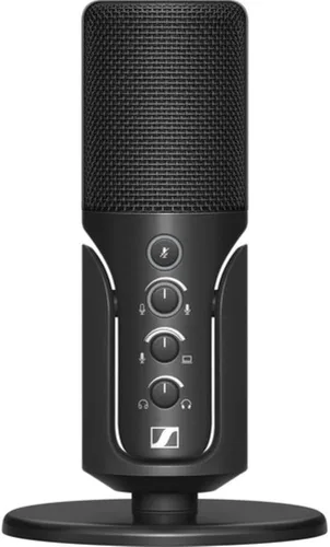 Vista 2 de Sennheiser Profile USB micrófono condensador con soporte de escritorio, incluye auriculares de diadema cerrada + brazo de micrófono + filtro pop