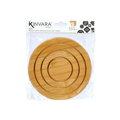 Vista 4 de Salvamantel Kinvara Natural Bambú Redondo 19 x 1 x 19 cm (24 Unidades)