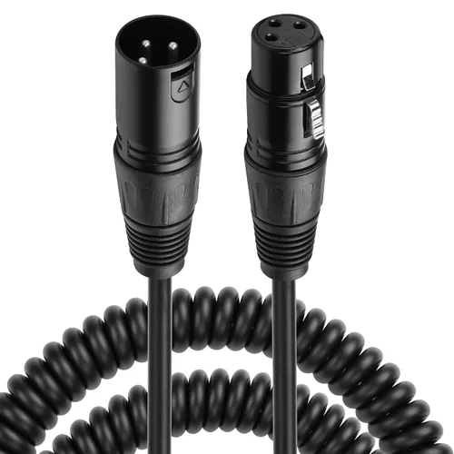 Vista 8 de CERRXIAN Cable en espiral de micrófono XLR, macho a hembra, cable X-L-R equilibrado de 8 pies, cables de micrófono de cobre sin oxígeno, cables