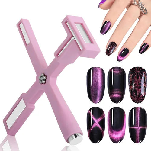 Vista 8 de Herramienta de imán de uñas 5 en 1, bolígrafos magnéticos de uñas fuertes con funda protectora de silicona, barra magnética multifuncional 3D de ojo