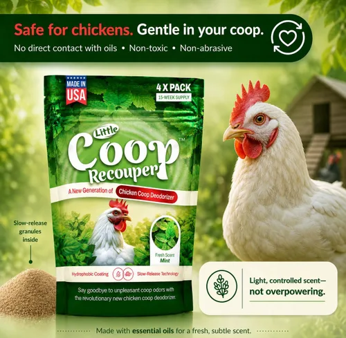 Vista 4 de Little Coop Recouper Una nueva generación de desodorante de gallinero urbano Fórmula única para liberación lenta Aroma fresco natural