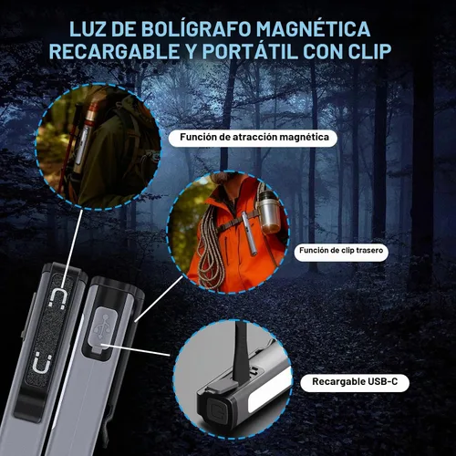 Vista 3 de Paquete de 2 luces para bolígrafo recargables, luz de trabajo