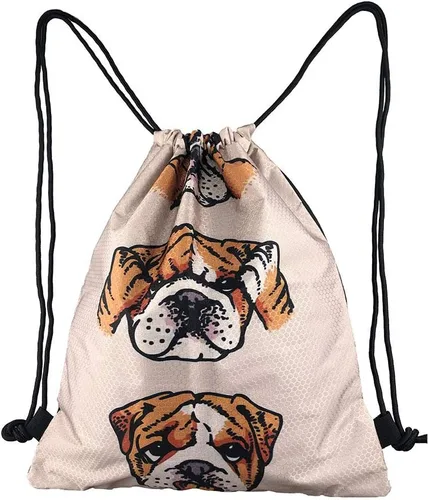 Vista 2 de HIFUN English Bulldog - Mochila unisex para gimnasio viaje con cordón