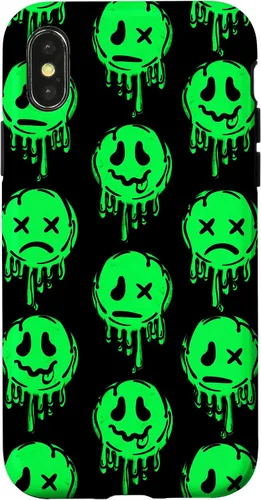 Vista 5 de Melting Happy Face Smile Trippy Sad Face Graffiti Green Case for iPhone 17