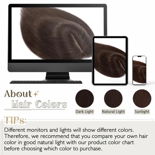 Vista 6 de Elailite Toppers para el cabello para mujer, cabello humano real, separación libre para adelgazar el cabello, piezas de cabello para pérdida