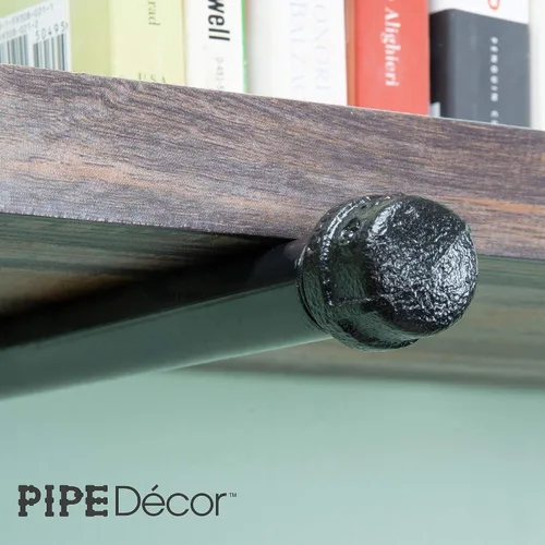 Vista 8 de Pipe DÉCOR - Juego de 4 soportes industriales galvanizados de acero negro para estantes colgantes, soporte montado en la pared, pre-sellado y listo