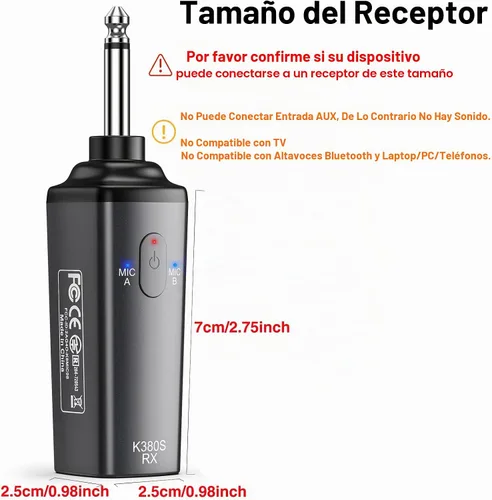 Vista 4 de LEKATO Micrófono Inalámbrico Micrófonos Inalámbricos Recargables con Receptor Sistema de Micrófono de Mano Dual Micrófono Dinámico para Cantar