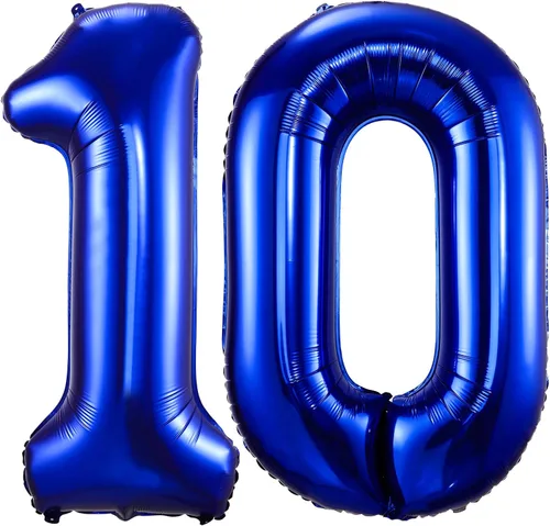 Vista 10 de Globos de número 0 azul marino, 40 pulgadas, globos de cumpleaños grandes de papel aluminio brillante azul oscuro, globos digitales de número