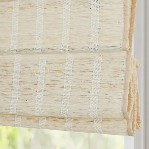 Vista 15 de Persianas Romanas de Bambú, Persianas de Madera Tejida Personalizadas sin Cordón, Persianas de Bambú Natural con Filtrado de Luz Natural